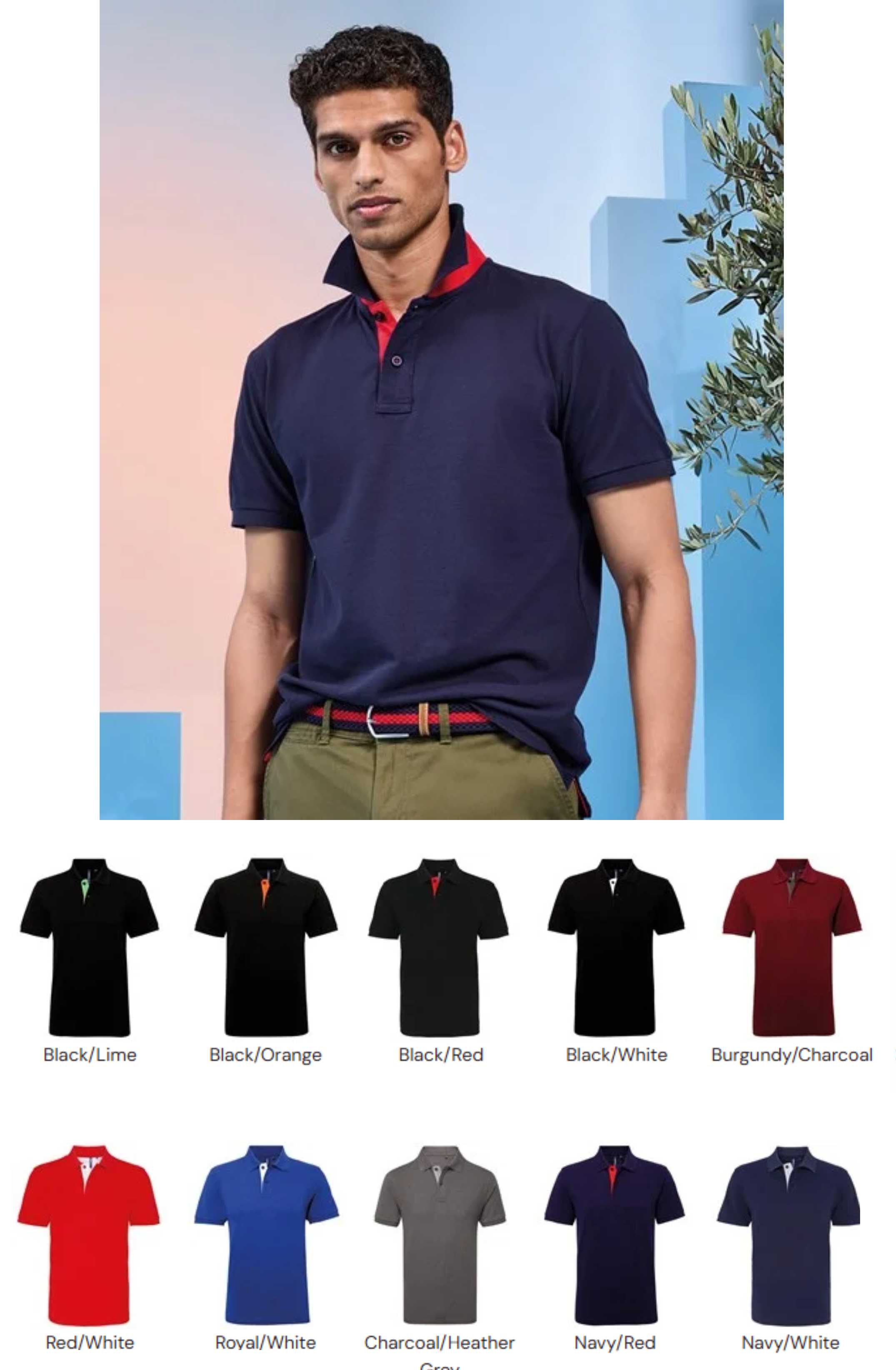 Asquith & Fox AQ012 Men's Classic Fit Contrast Polo  Asquith & Fox AQ012 Men's Classic Fit Contrast Polo